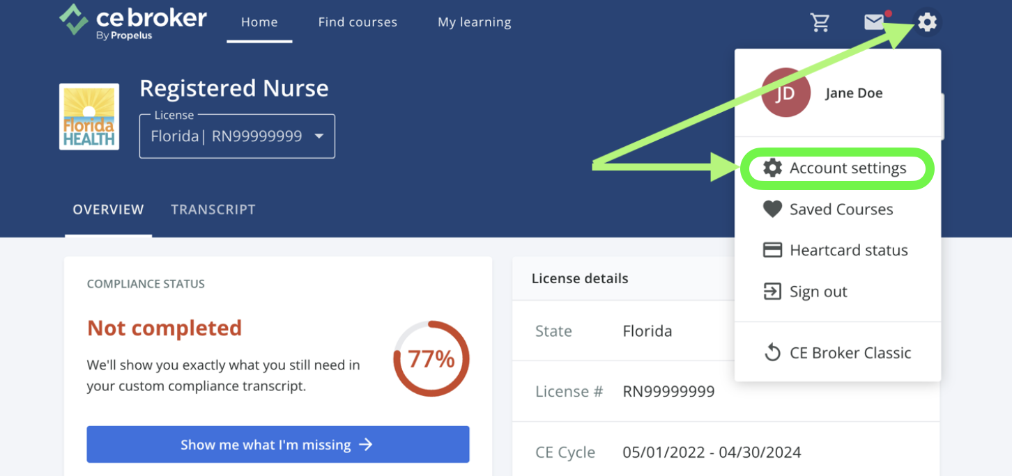 Updating Your Account Settings – CE Broker
